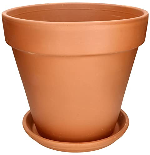 KOTARBAU® Maceta con Plato de Terracota 39 cm para Interiores y Exteriores, Tiesto para Plantas, Arcilla de Terracota, Maceta para balcón o jardín, Cerámica sin esmaltar
