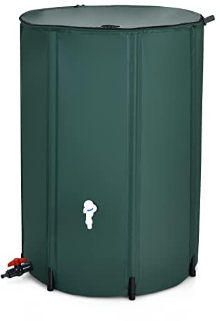 LDAILY 100 Gallon Collapsible Rain Barrel to Collect Rainwater from Gutter, PVC Rain Water Collection Barrel w/Spigot Filter & Top Mesh, Effectively Saving Water, Large Water Storage Container