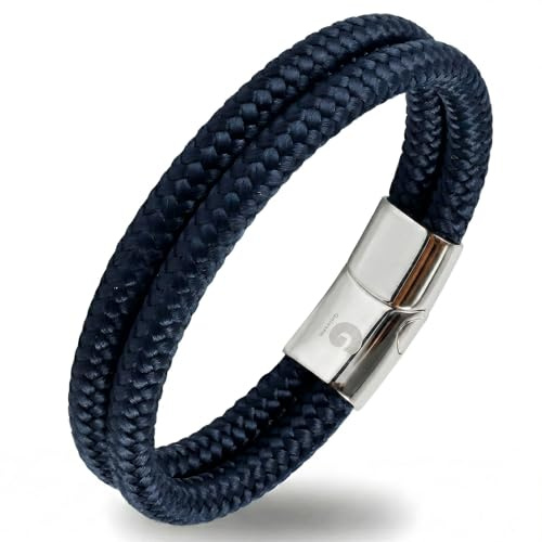 Segelrep armband flätat nautiskt med magnetlås rep armband maritimt surfararmband Galeara Noa, 195, tyg