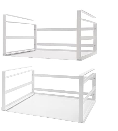Nxconsu 2Pack Under Shelf Storage Basket Organizer Hanging Holder for Cabinet Pantry Kitchen Cupboard Desk Counter Bookshelf Organization Add-on Space Saver Heavy Duty Slide-in White
