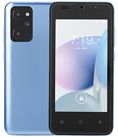 4.66in Smartphone, HD Full Screen 2GB RAM 32GB ROM 2MP Front 5MP Rear Facial Recognition Smartphone, 3 Card Slots 2800mAh Dual Card Dual Standby 128GB Expansion Storage(Light Blue)