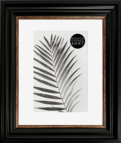 pf+a REAL GLASS Vintage 10x8 Black Frame For 8x6 Photo - Black & Copper Gold 10x8 Frame With Mount