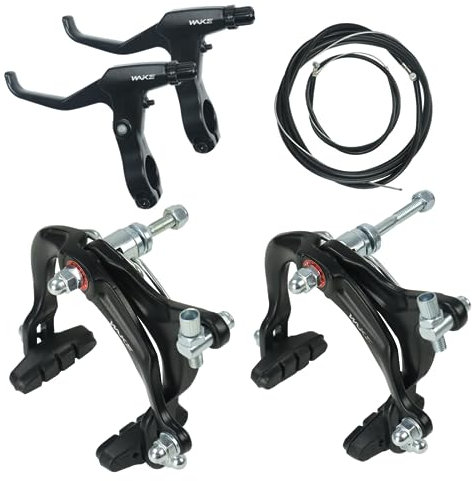 FOMTOR Bike Brakes Set, C Brake Set, Bike Brake Calipers C Shape, Bicycle Brake Levers Handles 2.5 Finger 2.2cm Diameter for Most Bicycle, Road Bike, MTB, BMX, Cycling, Black