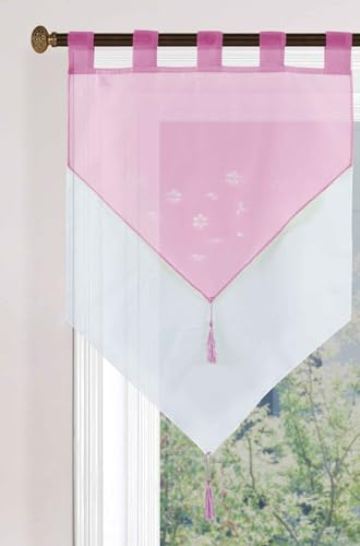 Gardinenbox Gera 2023710 Rideau Brise-bise Double Couche avec Passants en Voile Double Couche Rose 90 x 60 cm
