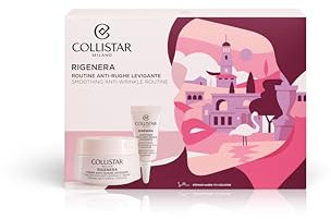 Collistar Rigenera Cofanetto Donna, Kit Viso Regalo con Pochette e Trattamento Antirughe Levigante, Kit Viso per una Pelle Luminosa e Levigata, Crema Viso 50 ml + Contorno Occhi 5 ml