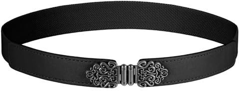 Giantree Verstellbarer Skinny Taillengürtel Damen,Schmaler Gürtel Damen Verstellbarer Leder Gürtel Klassisch Retro Gürtel Mit Legierung Schnalle Dekoration Für Jeans Kleider Abendkleider(Schwarz)