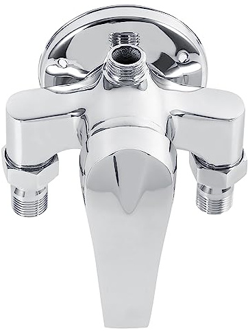 Válvula de control de mezcla de mezcla de agua fría y caliente con rosca macho G1/2, válvula de ducha de baño de plástico de cobre con superficie lisa, para uso en lavabo y ducha