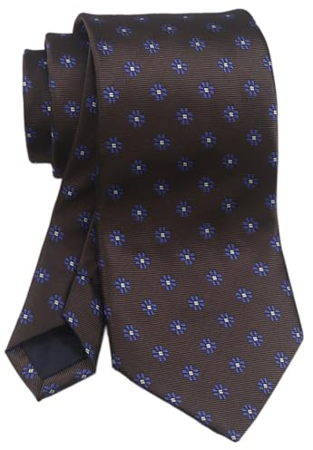Vizakiss Men's Brown Blue Silk Ties Jacquard Woven Luxury Floral Formal Wedding Neckties Ties for Groom