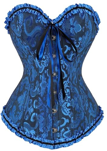 KUOSE Corset bustier noir pour femme, gainant, avec basque, taille S-6XL, noir foncé, 34-36