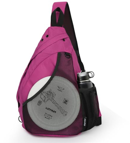 MOYAQI Disc Golf Bag with Retriever Holder and Storage Pockets, Disc Golf Backpack with 8-10 Disc Capacity, Padded Adjustable Strap and Back Panel, Lightweight and Durable (Rose pink)