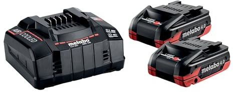 metabo Basuppsättning – 2 x LiHDX 4,0 Ah batterier, snabbladdare ASC 145 – kraftfull, hållbar, 18 V batteriteknik – perfekt för proffs