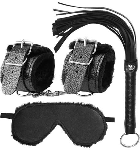 1 Manette Di Peluche, 1 Benda E 1 Frusta, Oggetti Di Scena Per Giochi Di Ruolo, Giocattoli Sessuali, Giocattoli Per Coppie