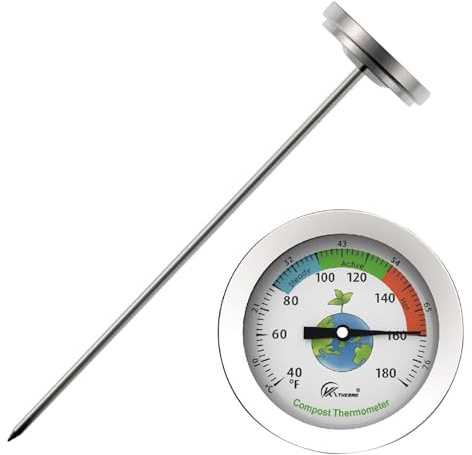 Misuratore di temperatura del terreno - Sonda di compost, tester del suolo da giardino | Termometro del terreno esterno da 7 pollici, indicatore di temperatura facile da leggere per la semina, termome