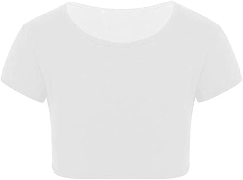 ANZEE Girls Printed & Plain Leopard Print Casual Summer Crop Top Trendy & Comfortable Short Sleeve Sports T-Shirt for Kids Activewear for Yoga & Running (UK, Age, 11 Years, 12 Years, White)