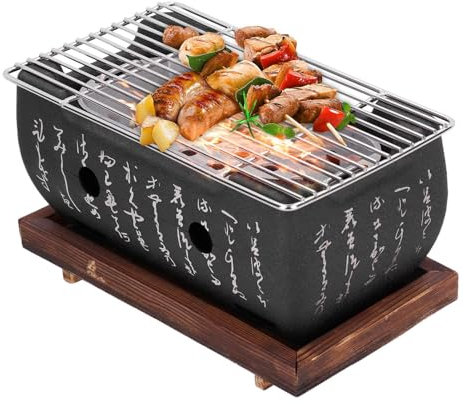 Barbecue a carbonella cromato a carbonella portatile da tavolo per Shish Kabob, 34,5 x 17 x 12 cm, a carbonella cromata per la casa, il campeggio