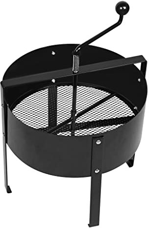 QEENTOE Gartensieb Ø40 cm I Handkurbelsieb aus Metall für Erde, Kompost & Sand I Robustes Bodensieb zur Trennung von Steinen & Unkraut (Schwarz)