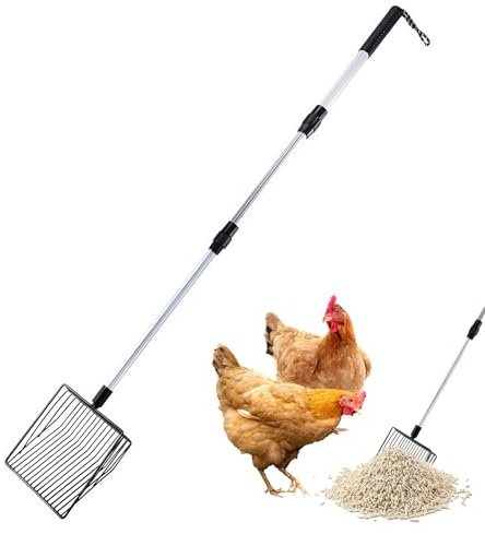 Chicken Poop Scooper, Chicken Abnehmbar Poop Scooper, Ausziehbare Katzenstreuschaufel Aus Metall, Große Hühnerkotschaufel Aus Metall, Abnehmbarer Hundekatze Müllschaufel Für Katzen,Hunde,Huhn,Schwarz