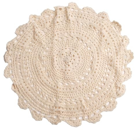 ZWEquipint Napperon rond fait à la main en dentelle et coton - Décoration pour la maison ou la salle à manger - Style rétro pastoral (45 cm)