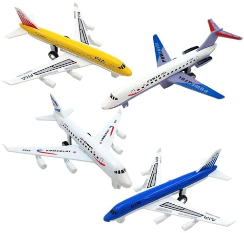 GVMJHYK Aereo Giocattolo, 4 Pezzi Aereo Set Modello Giocattolo set per Bambini, Giochi da Esterno per Bambini Mini PVC aereo giocattolo per bambini Regali di Ragazzi