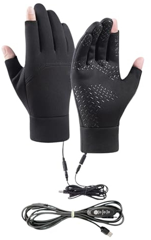 Guantes calefactados – Calentadores de manos eléctricos recargables por USB, guantes de ciclismo con pantalla táctil de dos dedos | Lo mejor para hombres y mujeres, motocicleta, trabajo, esquí, caza y