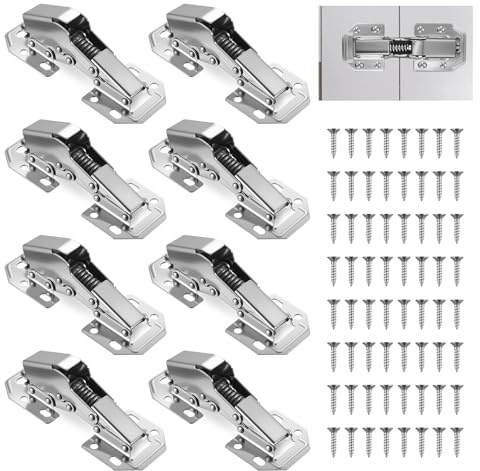 8 Stück Aufschraubscharnier Softclose, 112×43 mm Schrankscharnier mit Hydraulische Dämpfung und 64 Schrauben Softclose Scharnier 90 Grad Aufschraubscharniere für Schranktüren Türscharniere