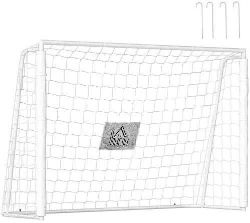 HOMCOM Fußballtor für Jugendliche & Erwachsener mit Netz 186 x 123 cm Weiß