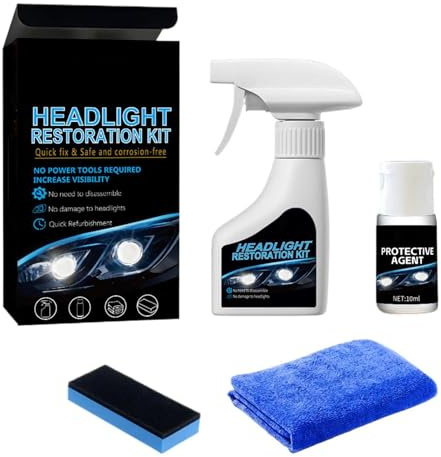 Generico Kit de restauración de faros – Spray antiamarillo para revitalización óptica – Agente regenerador de faros – coches, camiones, SUV, caravanas, remolques, sedán, camionetas, vehículos
