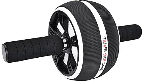 Domary Rueda de Rodillo Abdominal, Equipo de Fitness Gran Estabilidad Premium para Entrenamiento Gimnasio en Casa con Rodillera, Negro, Rojo Opcional (Rueda única en Blanco y Negro.)