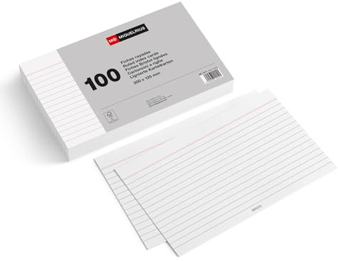 Miquelrius - Fichas de Cartulina Rayadas 100 Uds, 200 x 125 mm