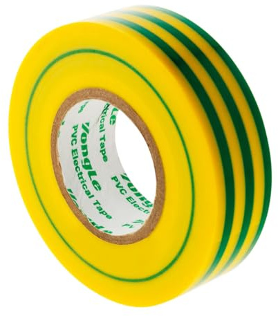 Zenitech - Nastro Adesivo Isolante Elettrico 19mm x 20m - Verde/Giallo - PVC 0,15mm - Ideale per Lavori Elettrici - Qualità Professionale - Durevole per Sicurezza e Isolamento Ottimale