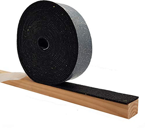 My-Plast Rouleau de patio en granulés de caoutchouc 3 mm | Tapis de terrasse pour la construction de terrasses | Bandes de support de terrasse (1 pièce 10 000 x 50 x 3 mm) autocollant, noir