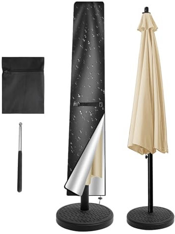 NAKIHOUSE Sonnenschirm Abdeckung Schutzhülle, Wasserdichte,Wetterfeste, UV-Anti, Winddicht Schirm Abdeckung für Outdoor Schirme und Marktschirme, (190x30/50cm,Schwarz)