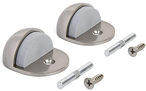 Tope de puerta para suelo, tornillos APECS Soporte de puerta con goma tope de puerta tope de acero inoxidable pequeño para puertas, juego de 2 unidades
