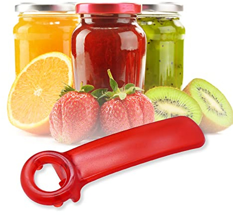 1 Pack Red Jar-key Jar Opener The Original Easy Use by Anyone (Transparent)