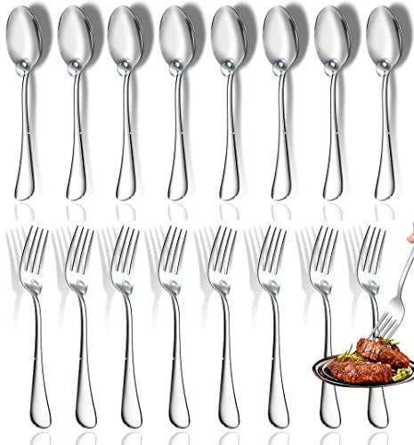12 Pcs Spoons and Forks Set, Top Food Grade Stainless Steel Forks and Spoons Silverware Set,Forks and Spoons Cutlery Set, Mirror Finish & Dishwasher Safe