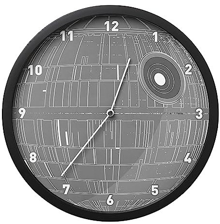 Horloge Murale Étoile de la Mort phosphorescente - Officiellement licencié Star Wars, Décoration Lumineuse - Inclut des Stickers muraux, Décor pour Chambres d'enfants, Fonctionne à Piles