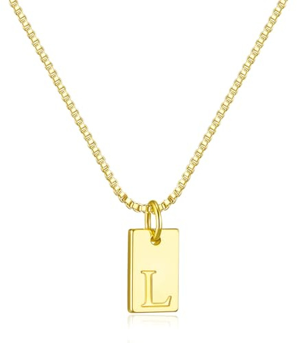 Initial Necklaces for Women 14K Gold Plated Letter Necklace Dainty Name Pendant Necklace Personalized Gifts for Women Trendy Gold Jewelry