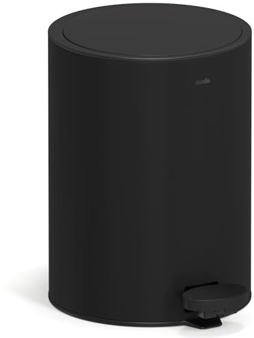 stardis Poubelle à pédale en acier inoxydable mat avec couvercle rabattable et fermeture silencieuse - Poubelle de salle de bain - 3 l - Noire