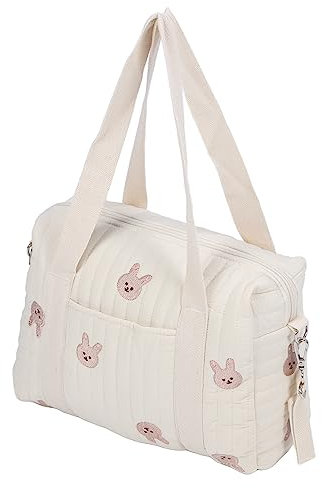BORDSTRACT Multifunktionale Aufbewahrungstasche Für Kinderwagen, Reißverschluss-Stickerei, Wiederverwendbare Handtasche, Wickeltasche, Große Kapazität, Reißverschlusstasche(Hase)