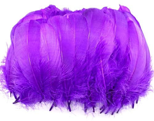 50 Pieces Purple Feathers for Crafts, Purple Feather Fantasy Ornament, Natural Goose Feathers for DIY Dream Catchers Earring Wedding Party Art Crafting Gift Box Filling Decoration Crafts, 18-20cm