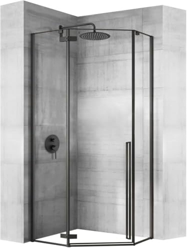 Rea DIAMOND BLACK DUSCHHUSET 90X90x195 cm Transparent härdat säkerhetsglas 6mm (svart) Utan duschkar