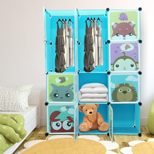 Kedia - Armario de plástico, armario, armario, armario, dormitorio, armario, armario para niños, armario modular con puertas, organizador para ropa infantil (111 x 37 x 147 cm)
