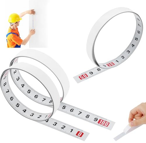 3 Piezas Cinta Metrica Autoadhesiva, Escala Métrica Autoadhesiva, Métrica Cinta Metrica Adhesiva, para Coser y Medir Carpintería (Izquierda a Derecha, Derecha a Izquierda, Centrada)