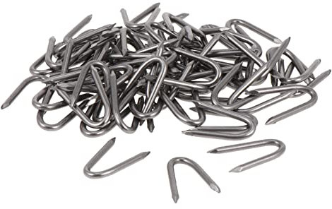 SEWOART 70 Pièces Clous de clôture u agrafes pour l'escrime u Clous pour Le Fil pieu poteaux de clôture Grillage Jardin Clou de Sol de Jardinage Clou en u pour Pile de Jardin Le Fer Silver