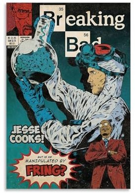Hotoice Filmposter Breaking Bad, Retro-Comics, Poster, für Zimmer, ästhetische Leinwand, Wandkunst, Schlafzimmerdekoration, 30 x 45 cm