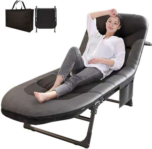 Feldbett Klappbar 190x68x30 cm Sonnenliege Klappbar Leicht Liegestuhl Garten bis 300ibs | Gartenliege Zusammenklappbar mit Matratze | Campingbett Verstellbare | Campingliege für Camping Balkon (Grey)