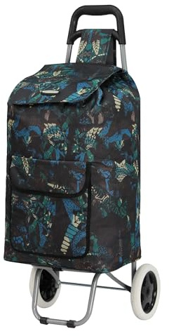 ARIANA Lightweight 2 Wheel Large Shopping Trolley Shopping Cart Grocery Bag Shopper - ST54 (Printed- Black/Blue)