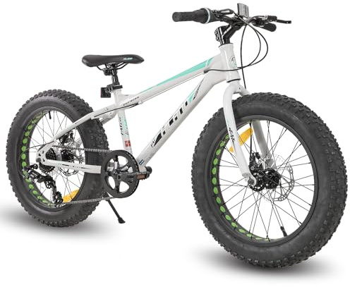 HILAND 20 Zoll Kinder Mountainbike, 7 Gang Fat Tires Mountainbike, Double Scheibenbremsen Kinder Fahrrad für Jungen Mädchen, Weiß