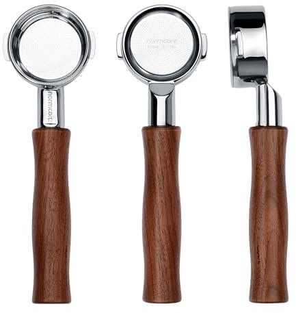 Normcore 57mm Bodenloser Siebträger kompatibel mit Lelit 57mm Brühgruppen, Anna PL41 und Anita PL042, Naked Portafilter mit Griff aus echtem amerikanischem Walnussholz
