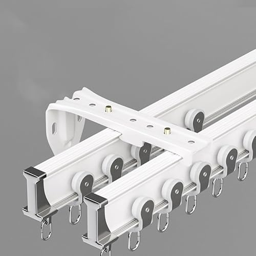 Asta per tenda silenziosa a 2 corsie flessibile per montaggio a soffitto, ideale per pareti bianche, 1,8 m, perfetta per trattamenti di finestre